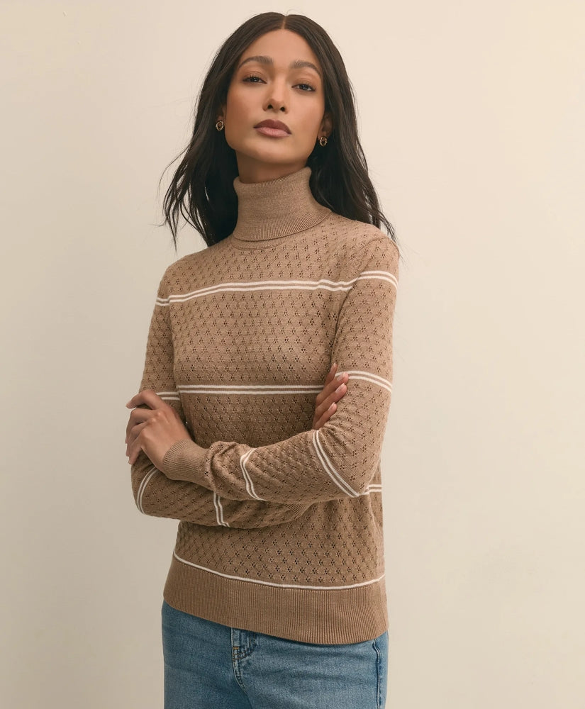 Merino Wool Striped Pointelle Turtleneck | Brooks Brothers