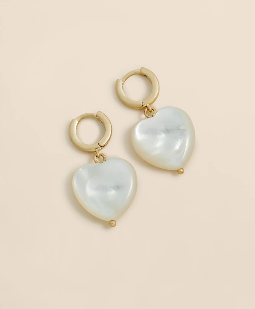 Mother-of-Pearl Gold-Toned Heart Hoop Earrings | Brooks Brothers