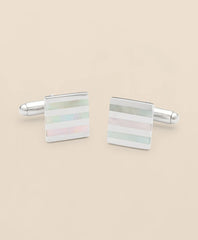 Mother-of-Pearl & Sterling Silver Rhodium-Plated Stripe Cufflinks | Brooks Brothers