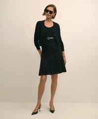 Cotton-Viscose Blend Fluted Lace Skirt | Brooks Brothers