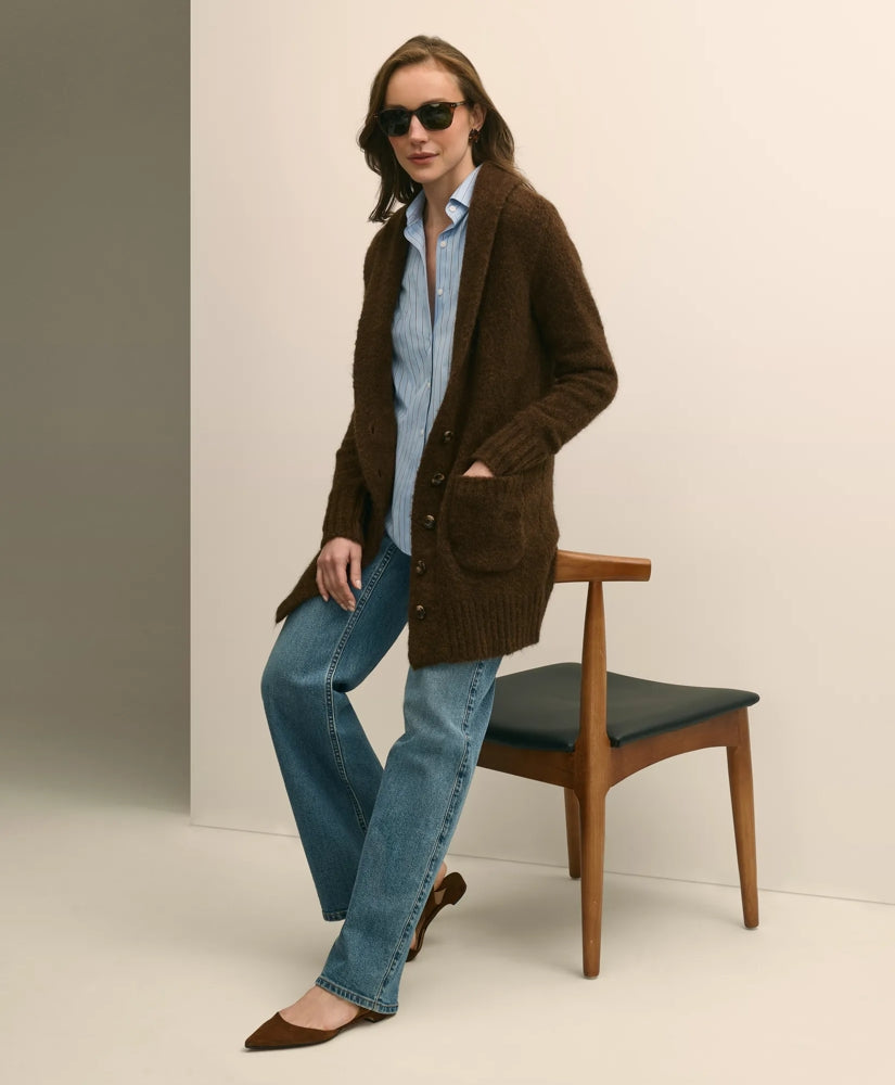 Alpaca-Wool Blend Shawl Collar Tunic Cardigan | Brooks Brothers