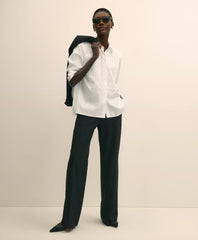 Cotton Sateen Relaxed Lace-Bib Shirt | Brooks Brothers