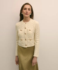 Merino Wool-Cashmere Blend Cable-Knit Cardigan | Brooks Brothers