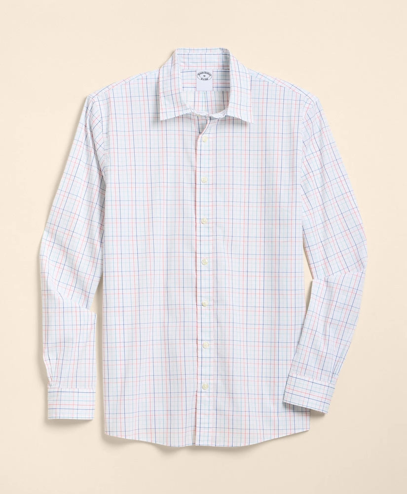 Performance Series Stretch Spread Collar, Tattersall Sport Shirt | Brooks Brothers