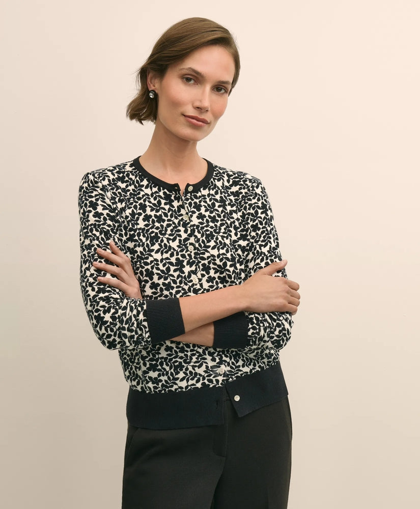 Leaf Print Cotton Cardigan | Brooks Brothers