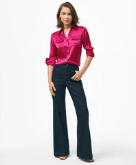 Relaxed Utility Blouse in Washable Silk | Brooks Brothers