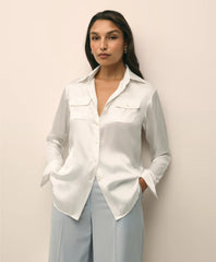 Relaxed Utility Blouse in Washable Silk | Brooks Brothers