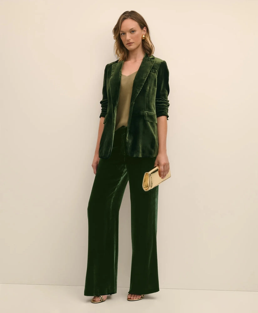 Silk Blend Drapey Velvet Wide-Leg Trouser | Brooks Brothers