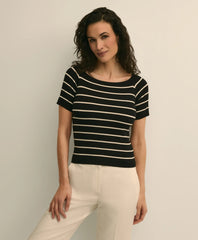 Silk Blend Ballet Neck Stripe Sweater | Brooks Brothers