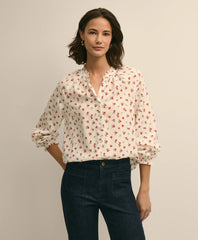 Silk-Cotton Floral Print Blouse | Brooks Brothers