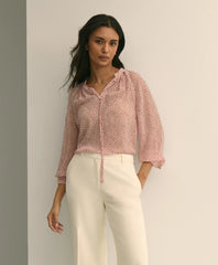 Silk Georgette Heart-Motif Peasant Blouse | Brooks Brothers