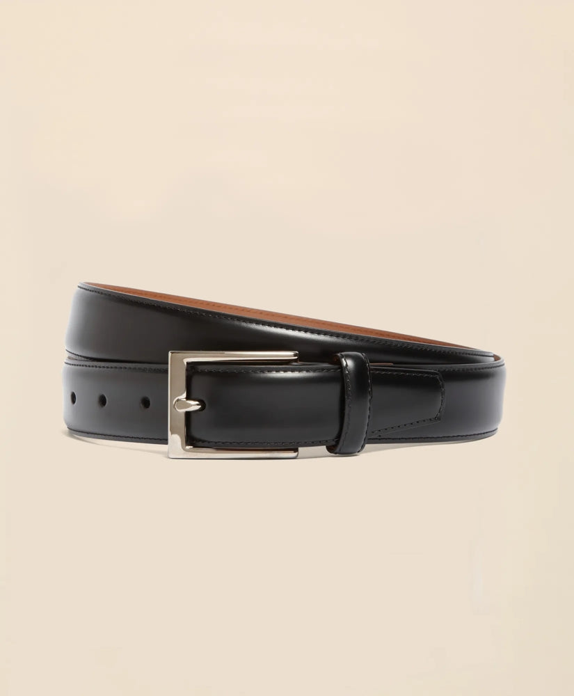 Silver Buckle Leather Dress Belt | Brooks Brothers