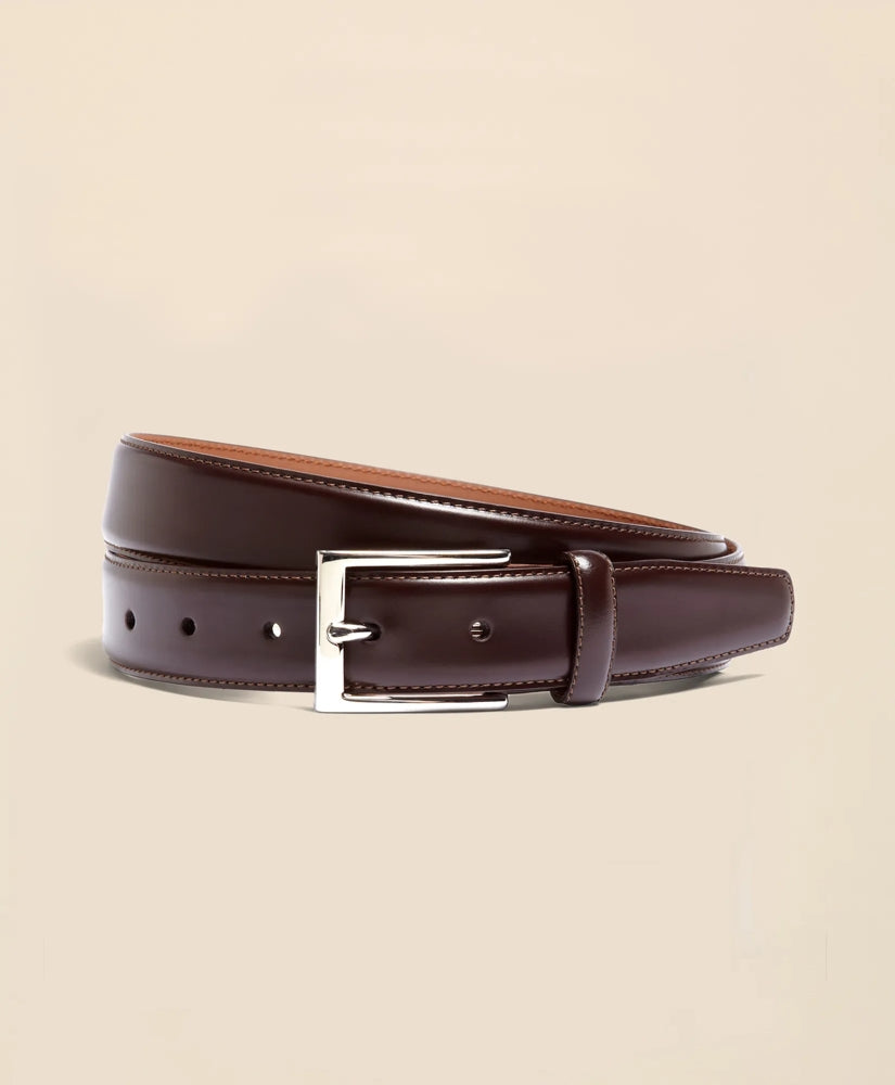 Silver Buckle Leather Dress Belt | Brooks Brothers