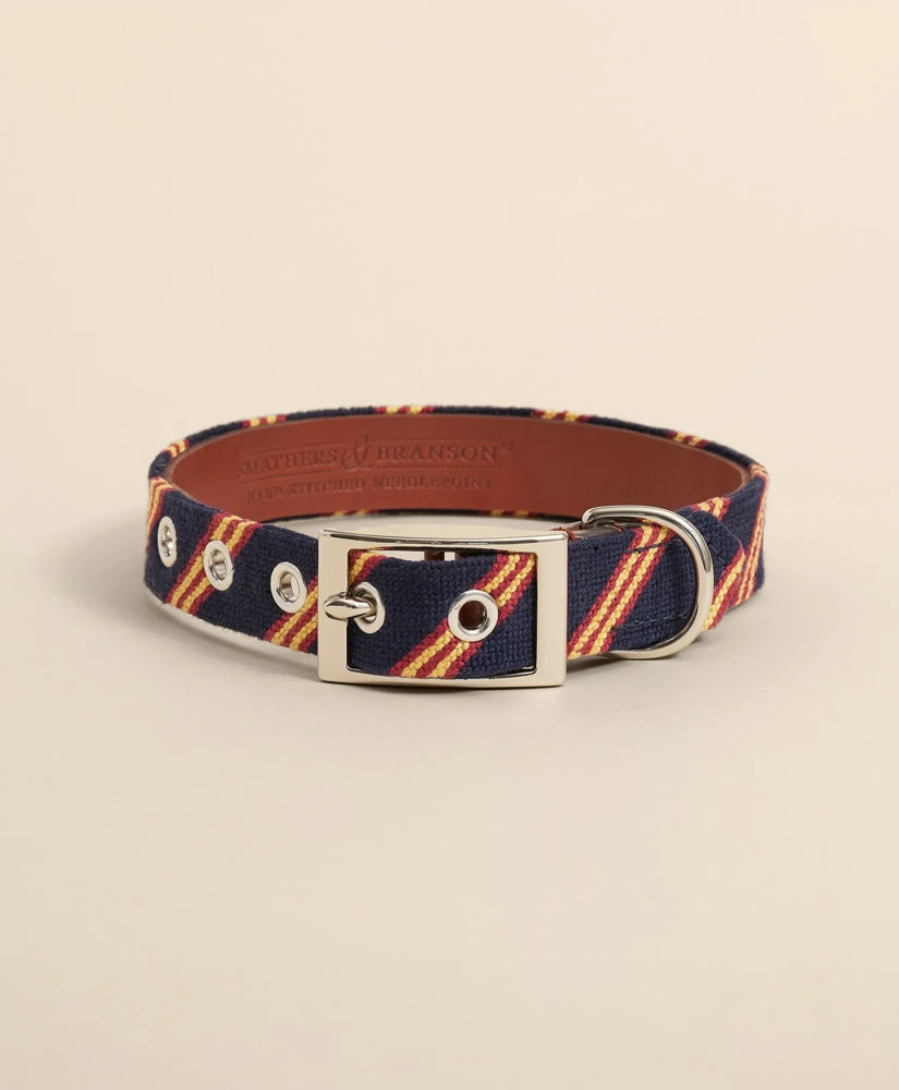 Smathers & Branson Needlepoint Rep Stripe Dog Collar | Brooks Brothers