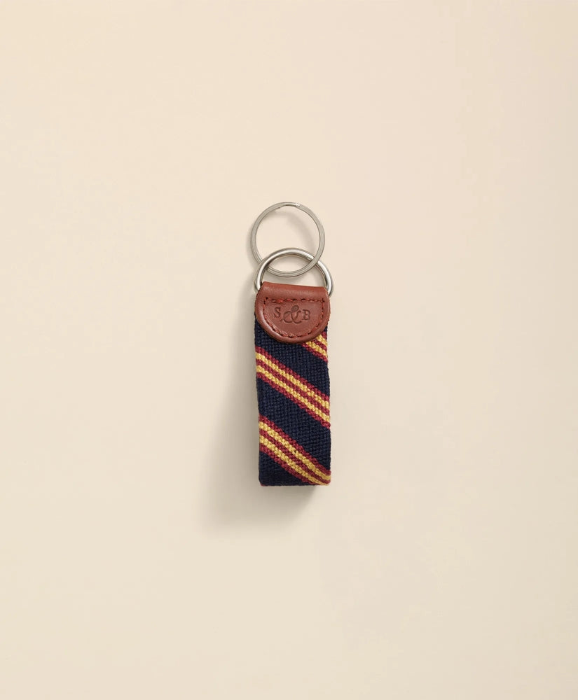 Smathers & Branson Needlepoint Rep Stripe Key Fob | Brooks Brothers