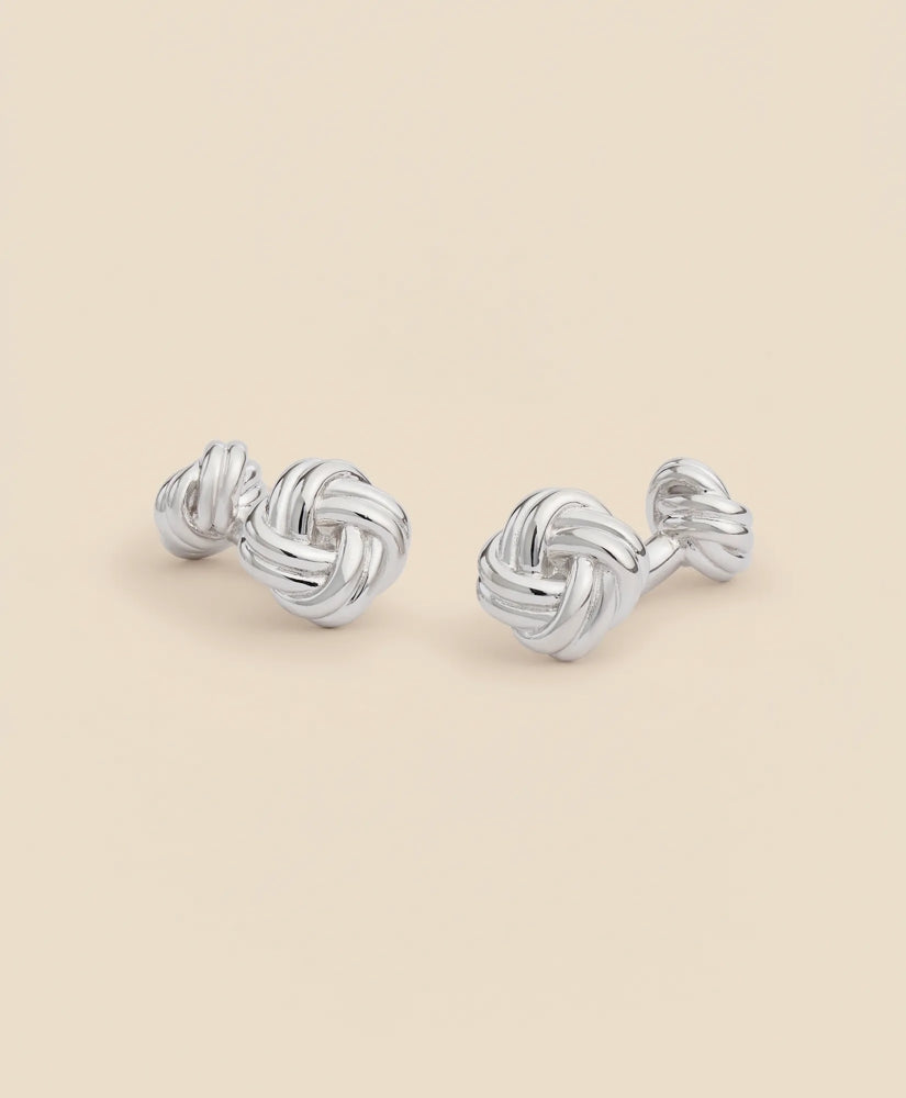 Sterling Silver Rhodium-Plated Knot Cufflinks | Brooks Brothers