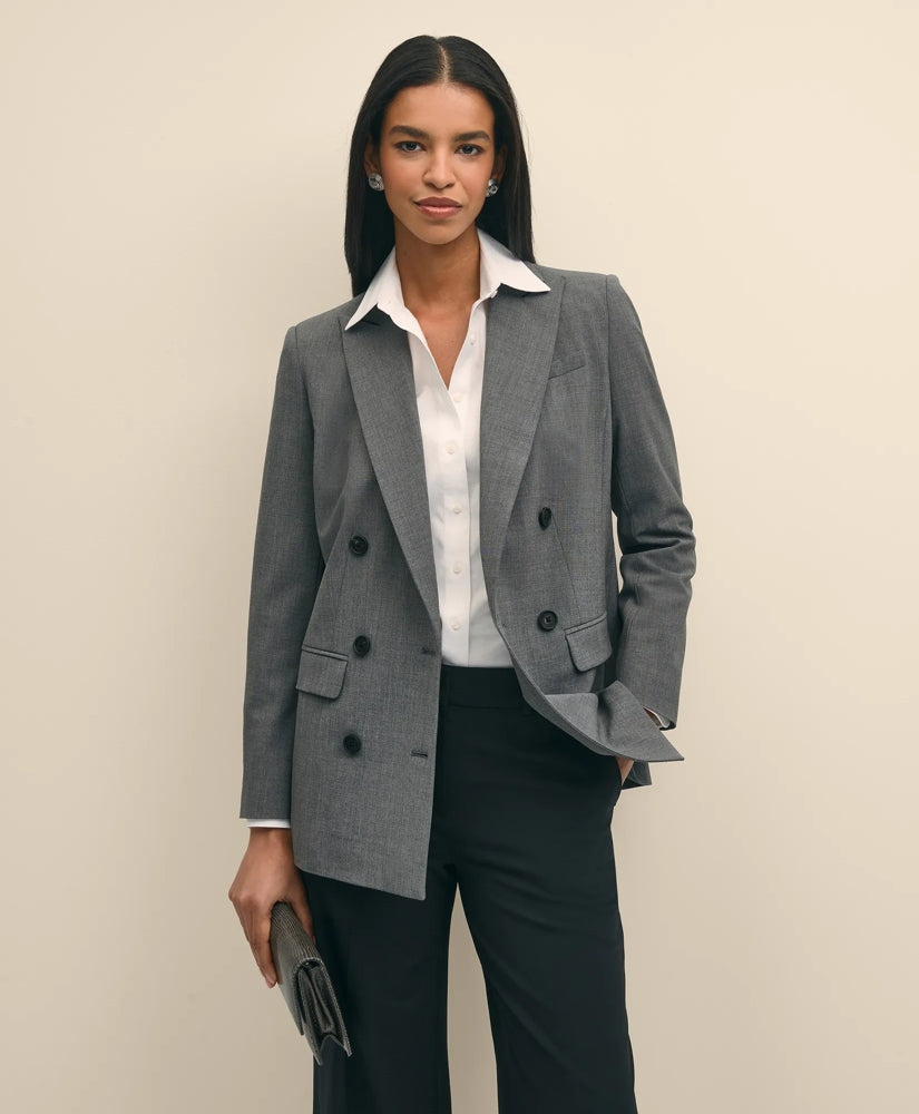 The Essentials Double-Breasted Peak Lapel Jacket in Wool Blend | Brooks Brothers