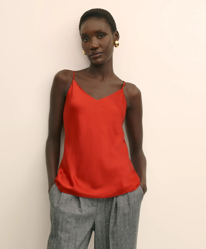 V-Neck Cami in Washable Silk Charmeuse | Brooks Brothers