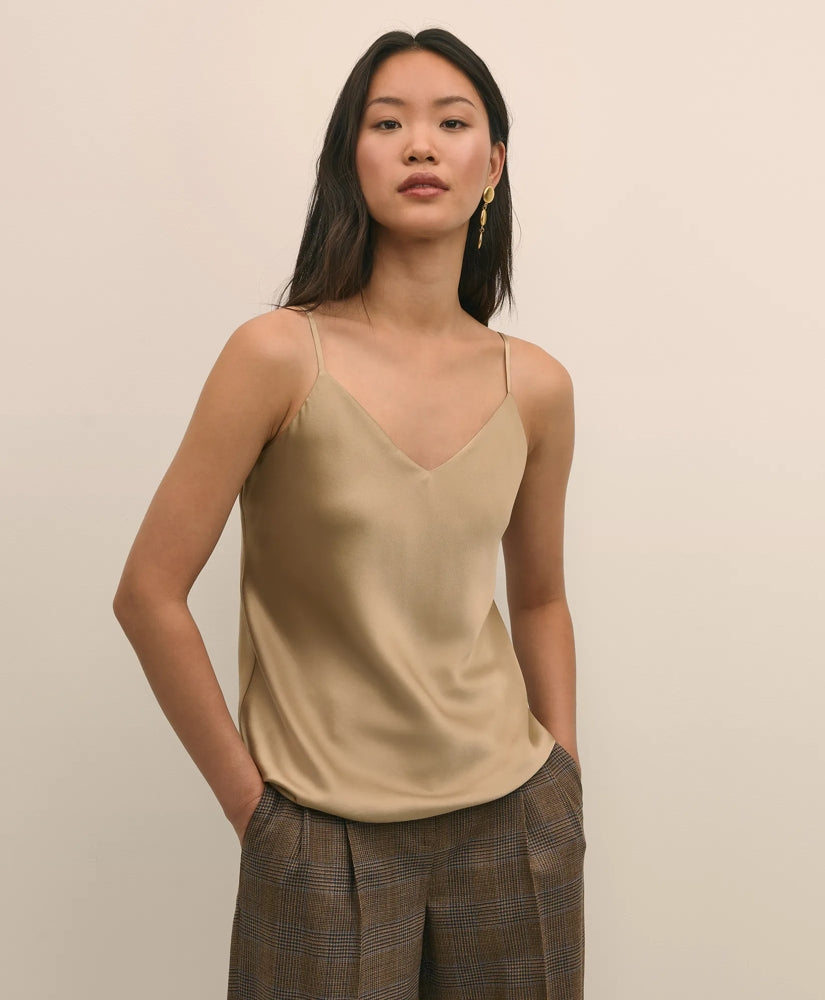 V-Neck Cami in Washable Silk Charmeuse | Brooks Brothers