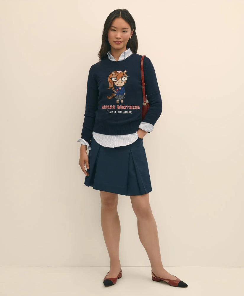 Women's Lunar New Year Merino-Wool-Blend Intarsia Crewneck Sweater | Brooks Brothers