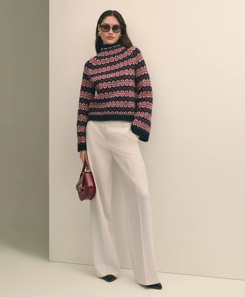 Wool Blend Funnel-Neck Fair Isle Sweater | Brooks Brothers