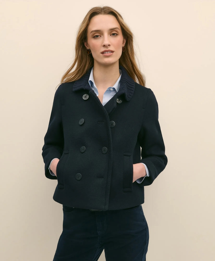 Wool Cropped Peacoat With Sweater Collar | Brooks Brothers