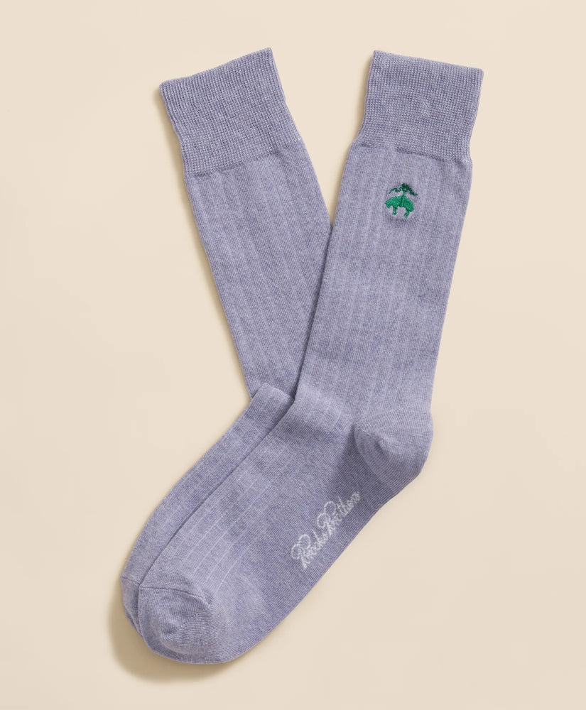 Cotton Blend Ribbed Socks with Embroidered Golden Fleece | Brooks Brothers