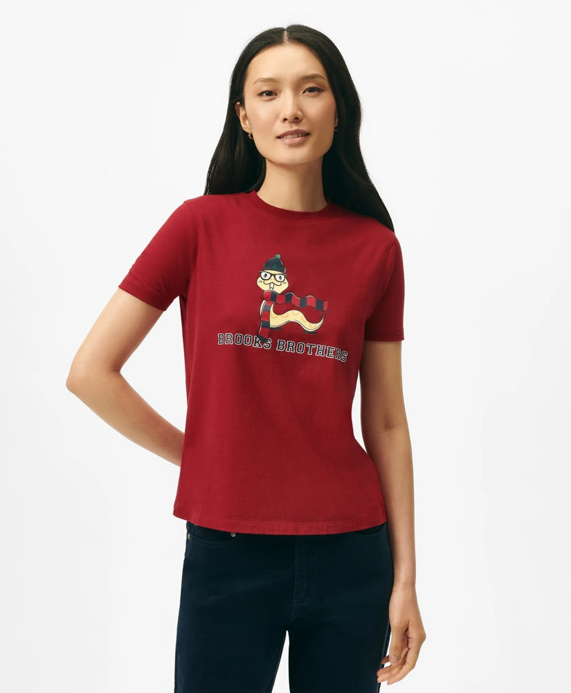 Women's Lunar New Year Cotton Snake Motif T-Shirt | Brooks Brothers