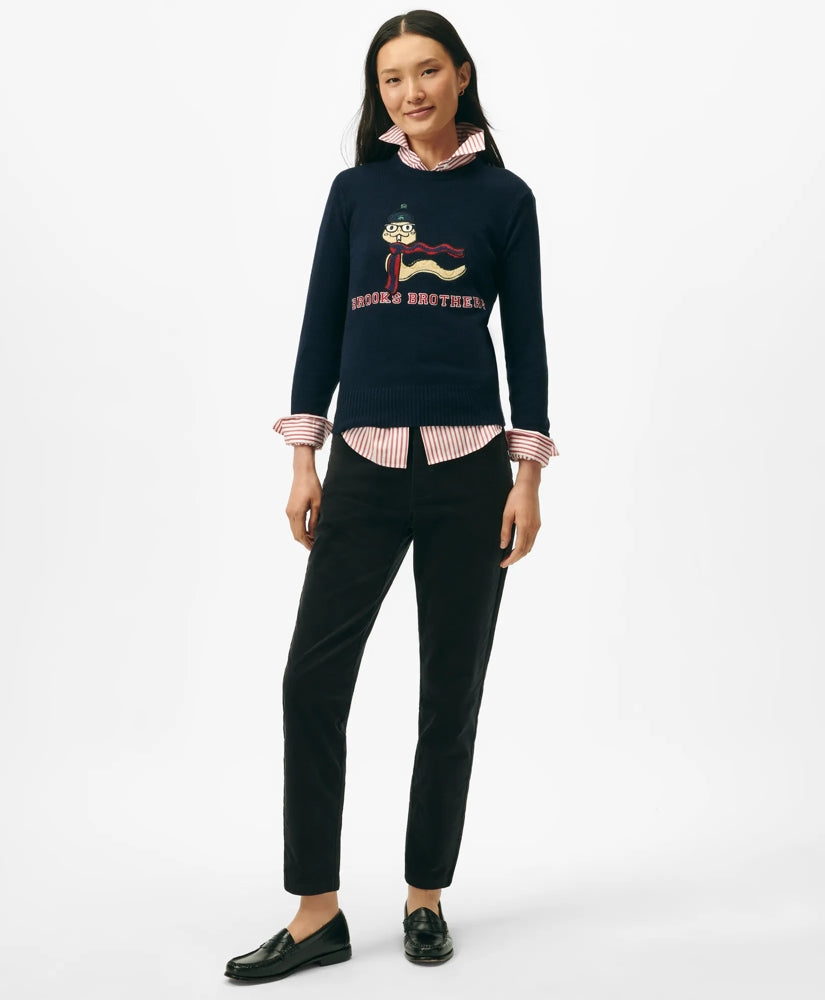 Women's Lunar New Year Wool-Blend Intarsia Snake Motif Sweater | Brooks Brothers