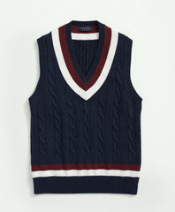 Vintage-Inspired Tennis V-Neck Vest in Supima | Brooks Brothers