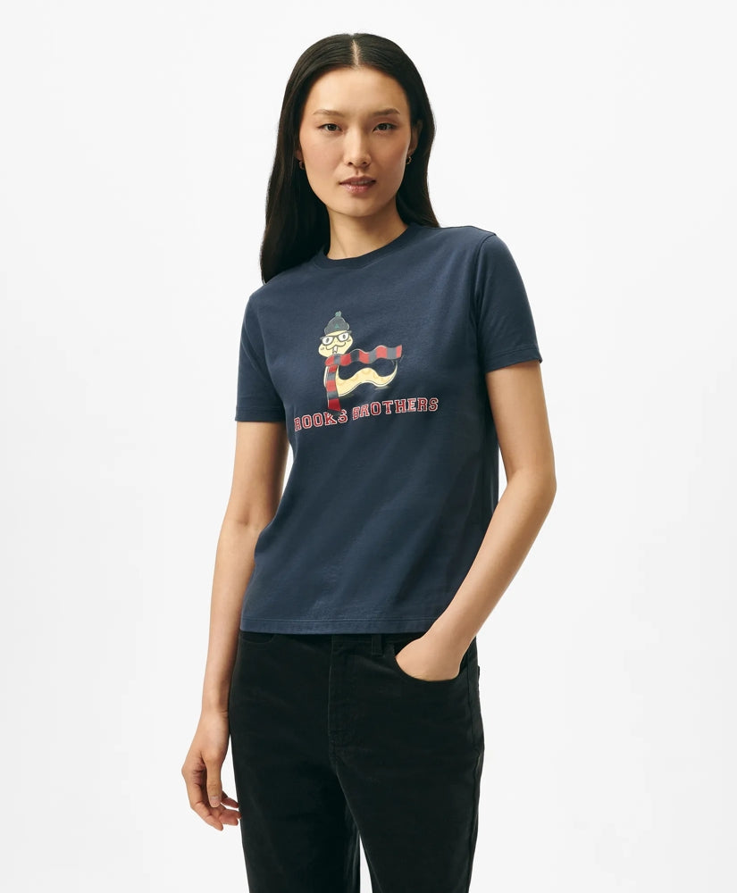 Women's Lunar New Year Cotton Snake Motif T-Shirt | Brooks Brothers
