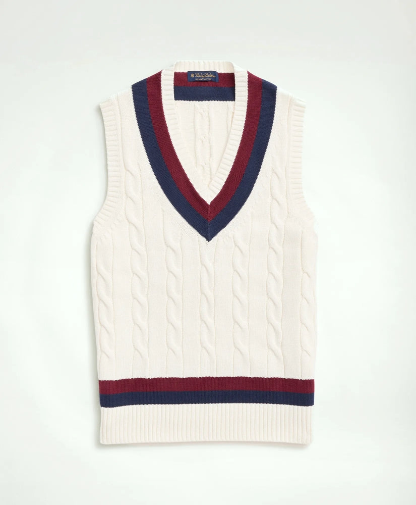 Vintage-Inspired Tennis V-Neck Vest in Supima | Brooks Brothers
