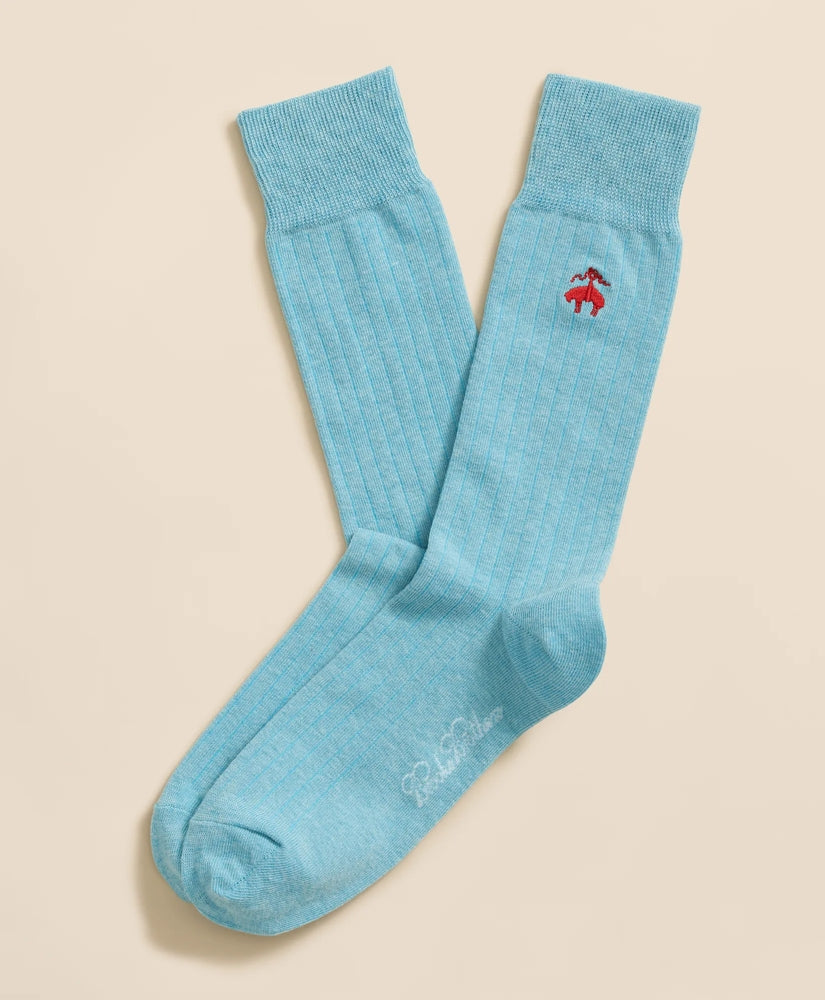 Cotton Blend Ribbed Socks with Embroidered Golden Fleece | Brooks Brothers