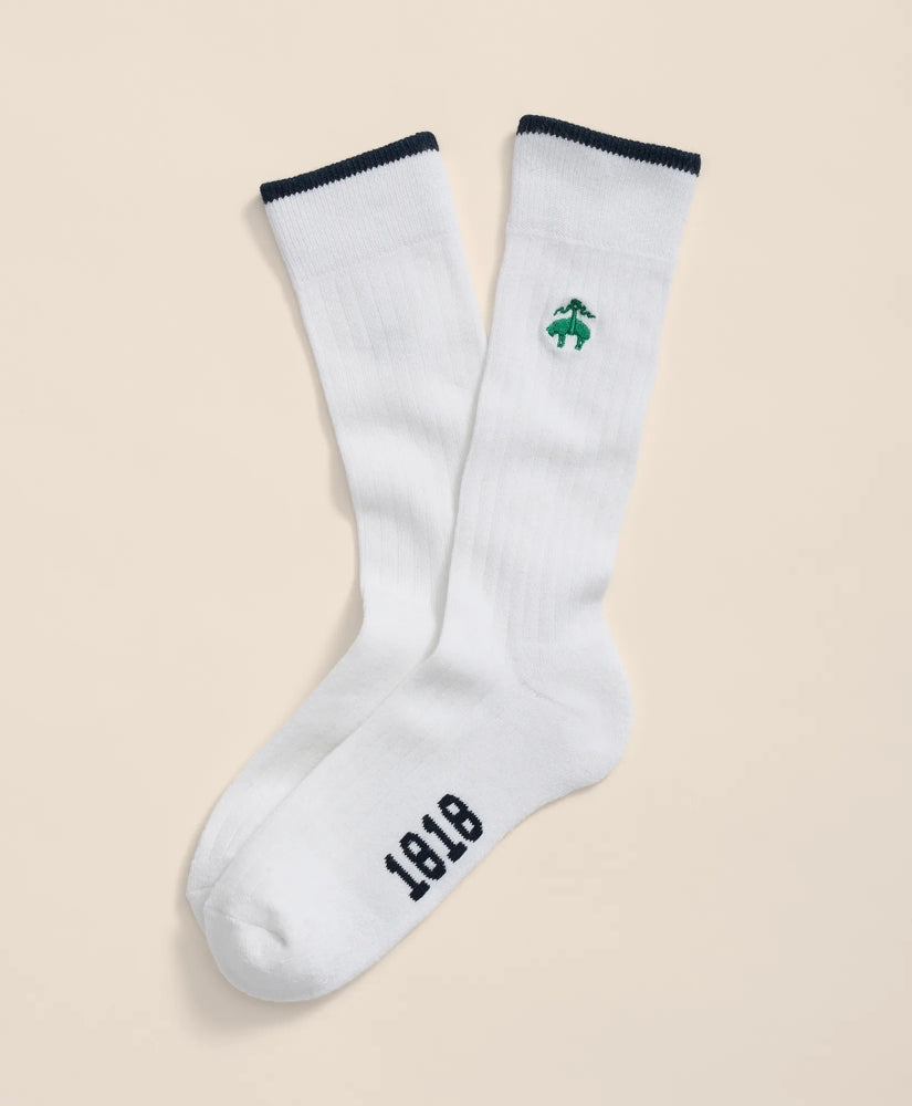 Cotton Blend Contrast Tipped Ribbed Socks with Golden Fleece | Brooks Brothers