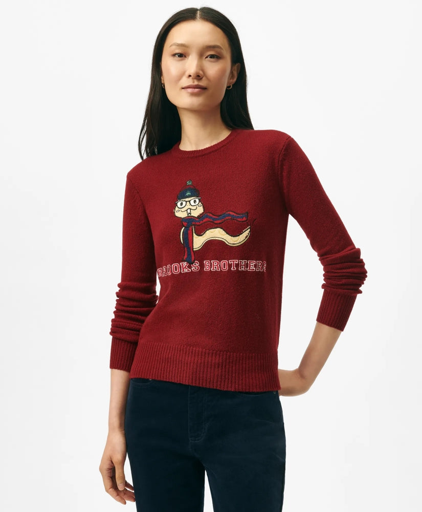 Women's Lunar New Year Wool-Blend Intarsia Snake Motif Sweater | Brooks Brothers
